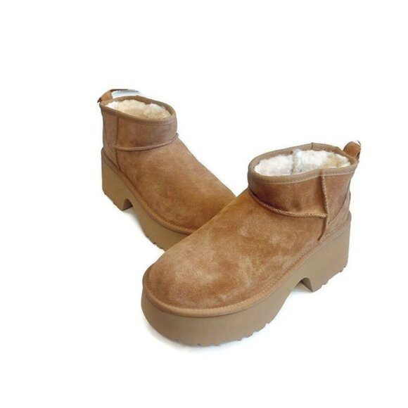 UGG Classic Womens Size 9 Ultra Mini New Heights Platform Boots Chestnut 1158311 - Picture 4 of 8
